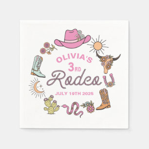 Guardanapo De Papel Terceiro Rodeio Pink Western Cowboy 3º Aniversário