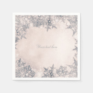 Guardanapo De Papel Terra de Inverno Creme Branco Flocos de Neve Elega