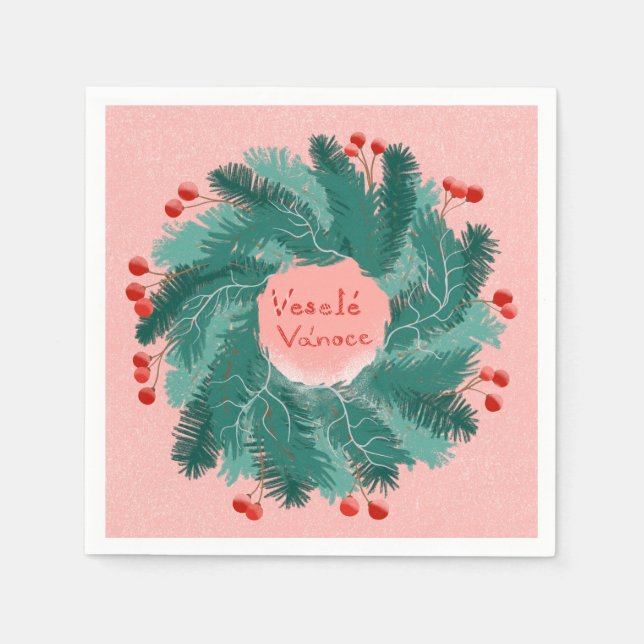 Guardanapo De Papel Terra de Natal feliz na República Checa (Frente)