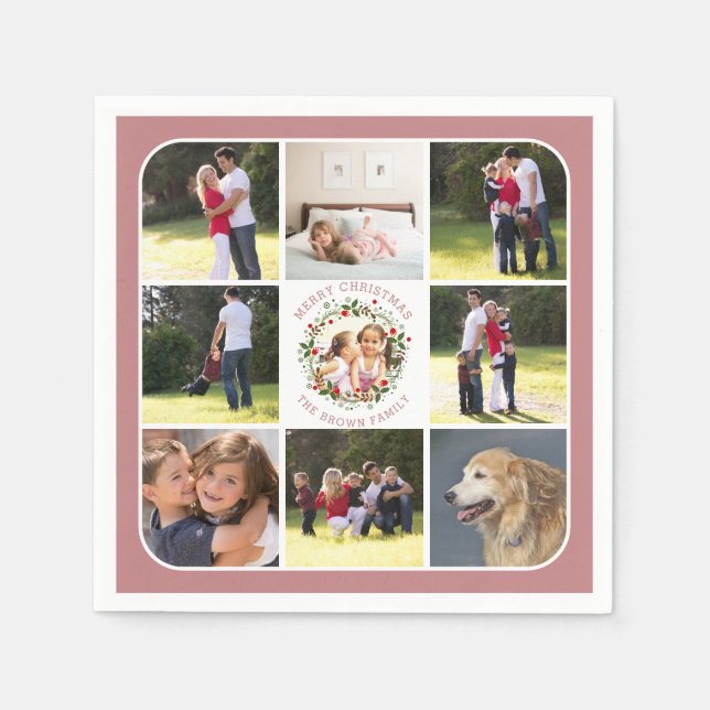 Guardanapo De Papel Terra de Natal, nove fotos poeirentas, rosa rosa (Frente)