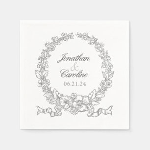 Guardanapo De Papel Terra Floral Tradicional Cinzas Versalhes Prata