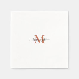Guardanapo De Papel Terracott elegante e simples Monograma Swash Napki