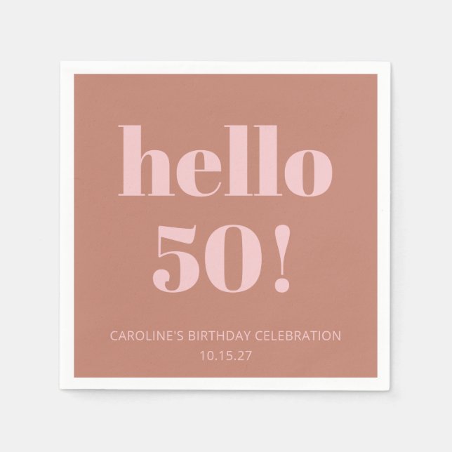 Guardanapo De Papel Terracotta Blush Modern Birthday (Frente)