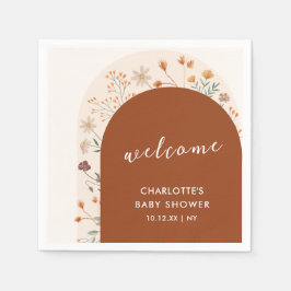 Guardanapo De Papel Terracotta Boho Chá de fraldas de flor selvagem