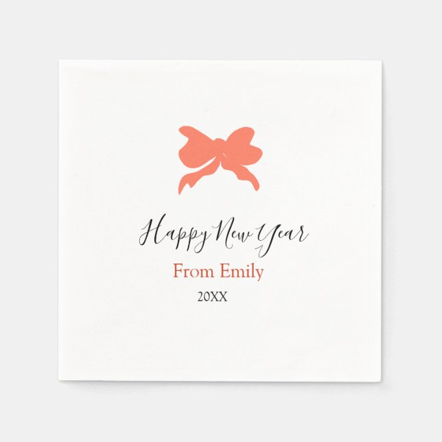 Guardanapo De Papel Terracotta bow happy new year name year boho retro (Frente)