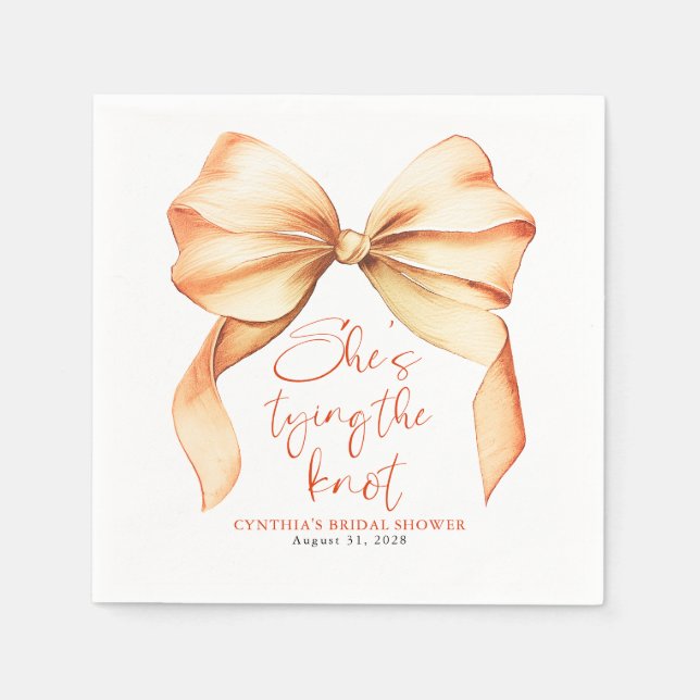 Guardanapo De Papel Terracotta Bow She's Tying the Knot Bridal Shower (Frente)
