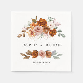 Guardanapo De Papel Terracotta Burnt Orange Floral Wedding