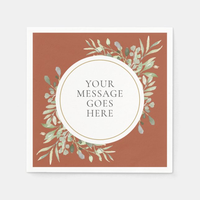 Guardanapo De Papel Terracotta Dourada Eucalyptus Greenery Foliage (Frente)