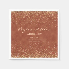 Guardanapo De Papel Terracotta Dourada Glitter Recepção de casamento