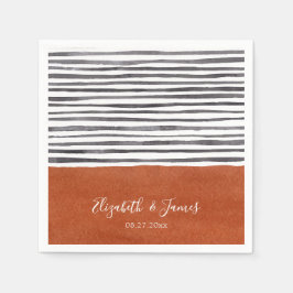 Guardanapo De Papel Terracotta e Black White Stripes