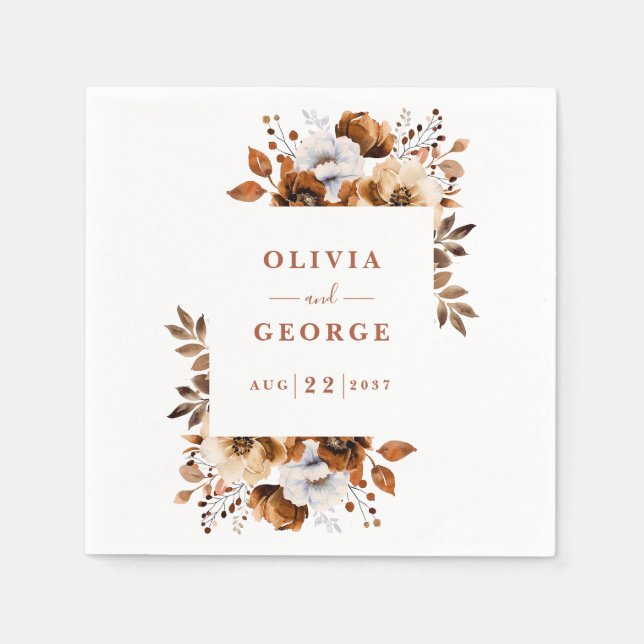 Guardanapo De Papel Terracotta Elegant Country Floral Wedkin (Frente)