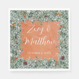 Guardanapo De Papel Terracotta Eucalyptus Burgundy Orange Floral