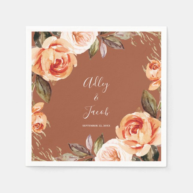 Guardanapo De Papel Terracotta Fall Boho Floral Weding (Frente)