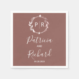 Guardanapo De Papel Terracotta faux foil Monograma Wedkins