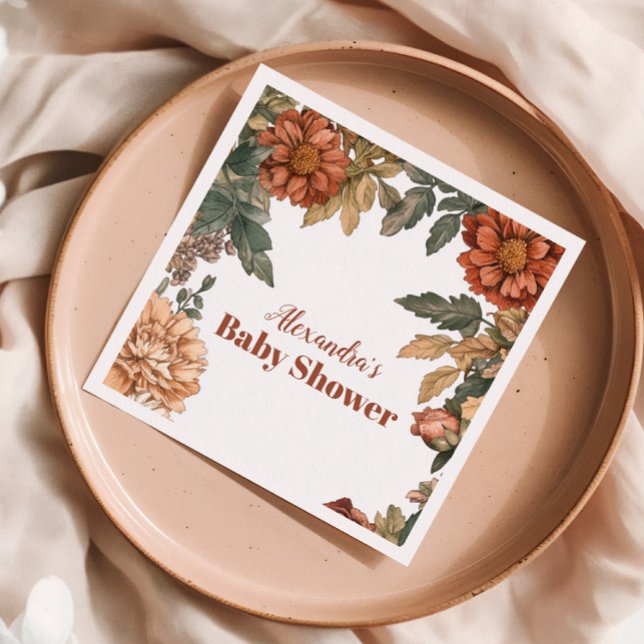 Guardanapo De Papel Terracotta Floral Baby in Bloom Chá de fraldas (Criador carregado)