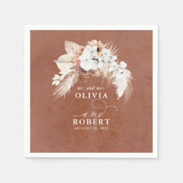 Guardanapo De Papel Terracotta Floral Elegant Boho Wedding