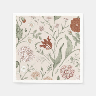 Guardanapo De Papel Terracotta Floral Napkins, Flores Russas, Vintage