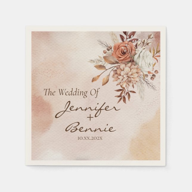 Guardanapo De Papel Terracotta Flowers Bohemian Rustic Floral Boho (Frente)