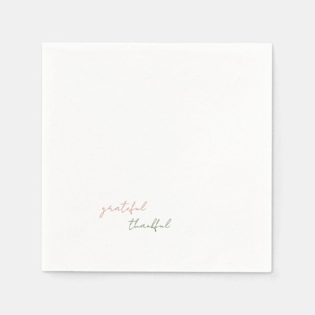 Guardanapo De Papel Terracotta & Green Script Grateful Obrigado (Frente)