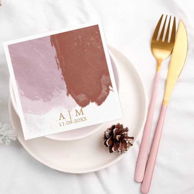 Guardanapo De Papel Terracotta Lavanda Monograma Watercolor Casamento (Criador carregado)