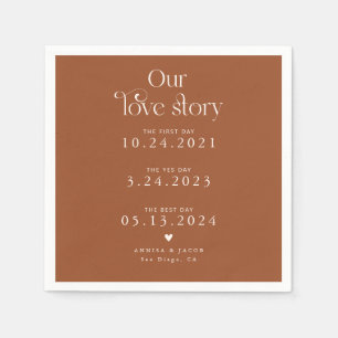 Guardanapo De Papel Terracotta Nossa História De Amor Retraindo Casame