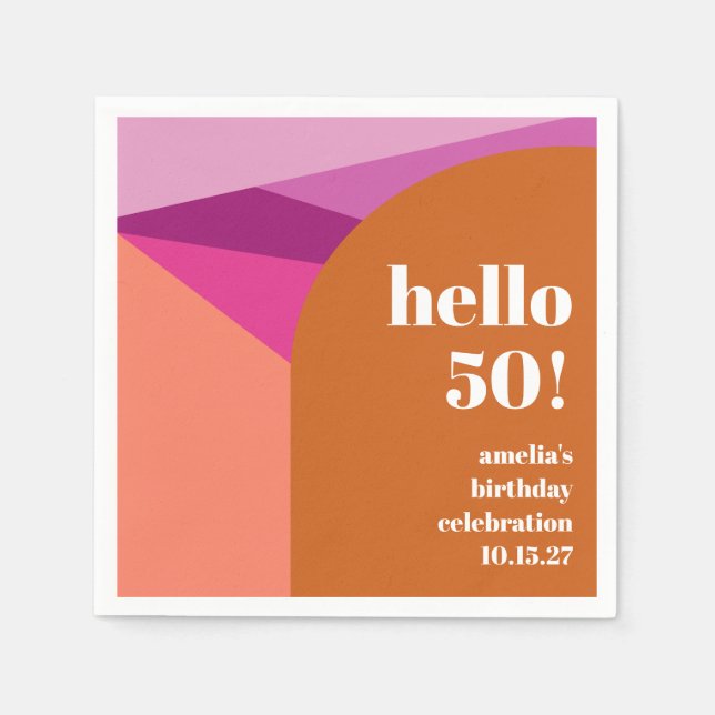 Guardanapo De Papel Terracotta Roxo Moderno - 50º Aniversário (Frente)