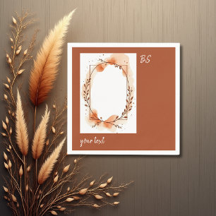 Guardanapo De Papel terracotta rústica, coroa floral mínima e monogram