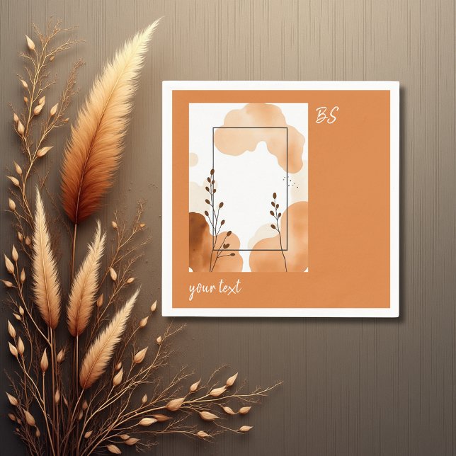 Guardanapo De Papel terracotta rústica quadro e monograma florais míni (Criador carregado)