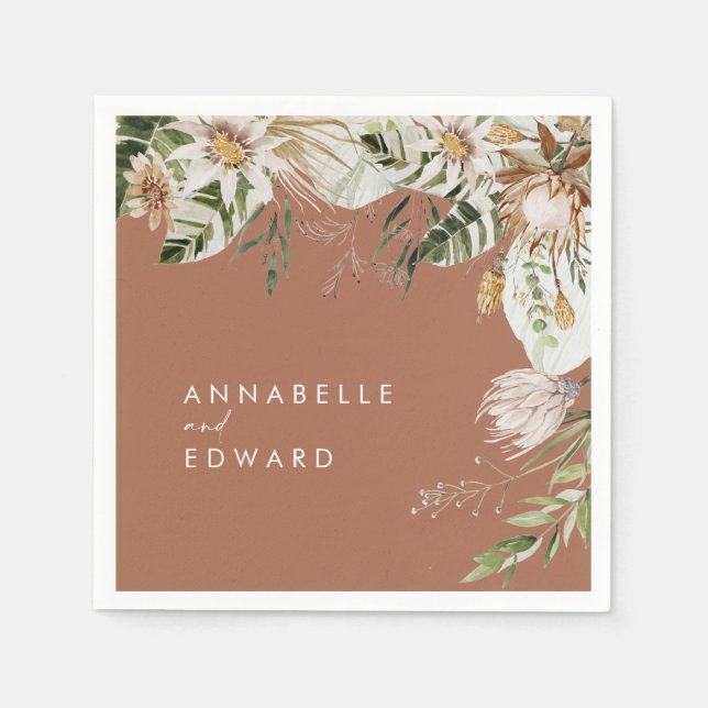 Guardanapo De Papel Terracotta: simples folhagem elegante botânica mod (Frente)