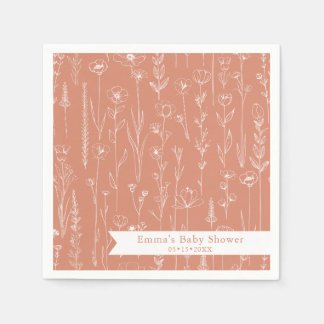 Guardanapo De Papel Terracotta Wildflower Baby Shower | Floral Pattern
