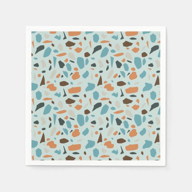 Guardanapo De Papel Terrazzo Pattern Blue (Frente)