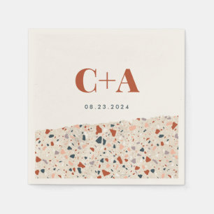 Guardanapo De Papel Terrazzo Slab Wedding Monograma e Data