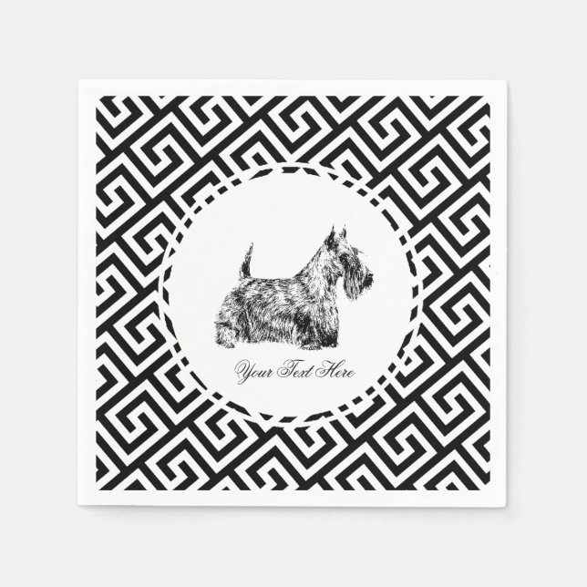 Guardanapo De Papel Terrier Escocês e Chave Grega Personalizar (Frente)