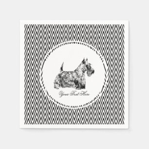 Guardanapo De Papel Terrier Escocês e Chevron Personalizado