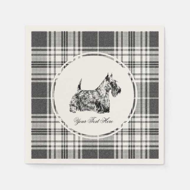 Guardanapo De Papel Terrier Escocês e Personalize Xadrez (Frente)
