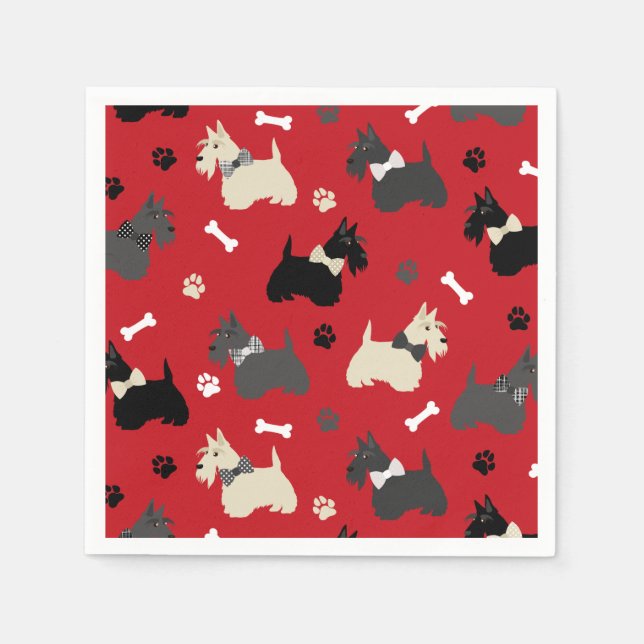 Guardanapo De Papel Terrier Paws e Bones Red (Frente)