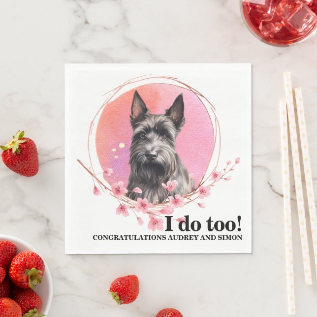 Guardanapo De Papel Terrier Wedding Napkins Com Cães Foto (Insitu)