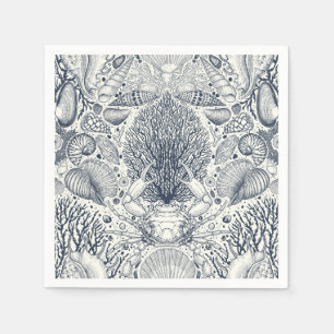 Guardanapo De Papel Tesouros de praia, conchas marinhas, caranguejo, c