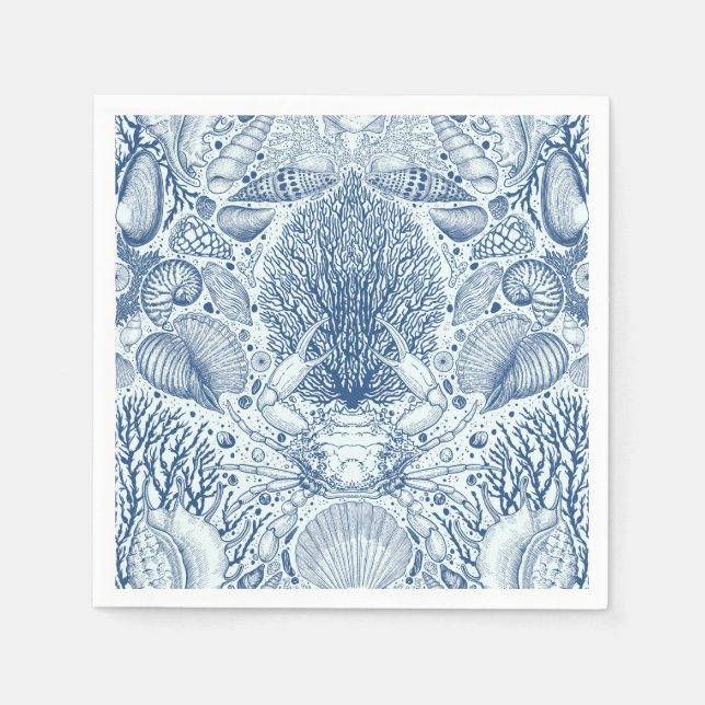 Guardanapo De Papel Tesouros de praia em azul (Frente)