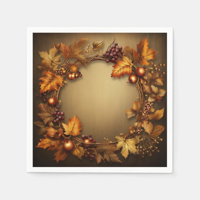 Guardanapo De Papel Tesouros Dourados da Queda: Colheita de Wreath (Frente)