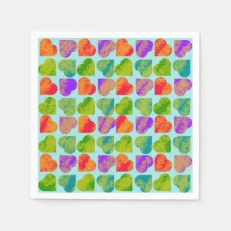 Guardanapo De Papel Tesselaçāo de Coraçāo Colorida Arte Pop Psicodélic