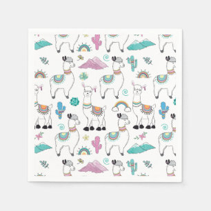 Guardanapo De Papel Teste padrão bonito do lama dos desenhos animados