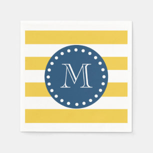 Guardanapo De Papel Teste padrão branco amarelo das listras, monogram
