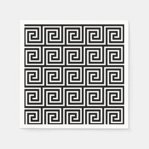 Guardanapo De Papel Teste padrão chave grego preto e branco