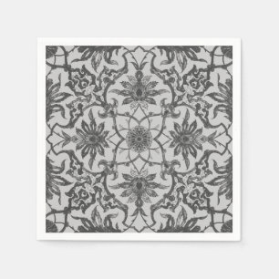 Guardanapo De Papel Teste padrão chinês de Nouveau da arte - cinza d