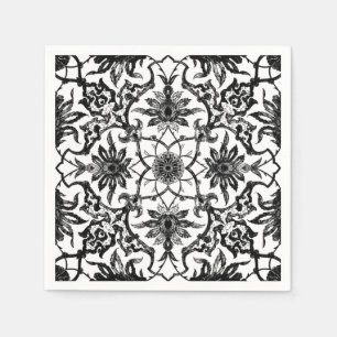 Guardanapo De Papel Teste padrão chinês de Nouveau da arte - preto e