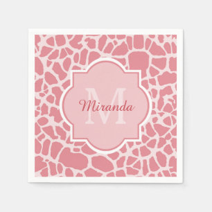 Guardanapo De Papel Teste padrão cor-de-rosa bonito do girafa com