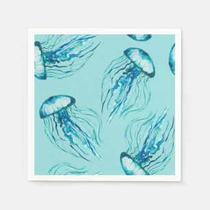 Guardanapo De Papel Teste padrão da aguarela das medusa do Aqua
