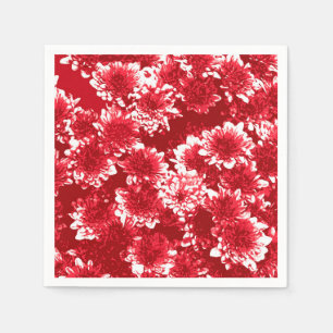 Guardanapo De Papel Teste padrão da dália, obscuridade - vermelho e