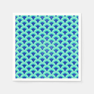 Guardanapo De Papel Teste padrão de onda do art deco - turquesa e